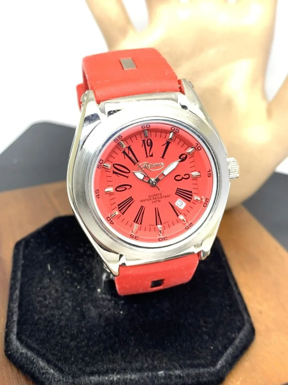 Reliance By Croton Men's Watch RE306051 Quartz Red Dial Rubber Strap 42mm